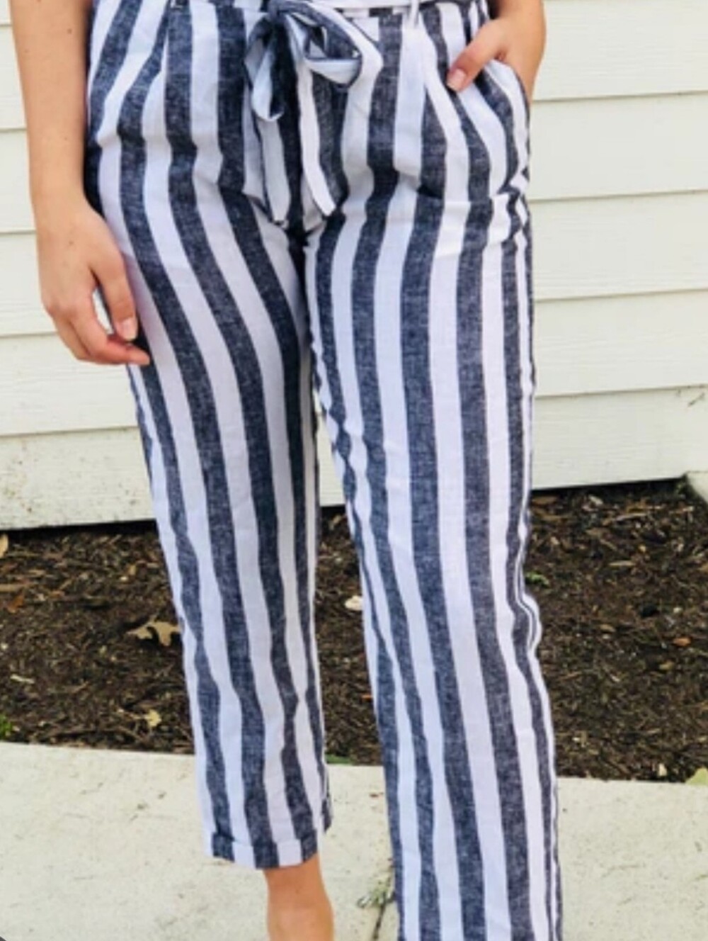 Forever 21 Black and White Striped Straight Leg Pants
